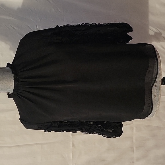 CeCe Womens Black High Neck Ruffle-Sleeves Blouse, Size: S - Picture 1 of 10